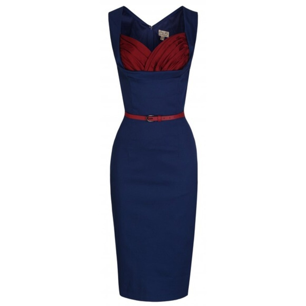 NWT Lindy Bop Navy/Maroon Wiggle Dress